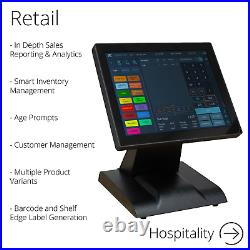 12 Touchscreen EPOS Cash Register Till System For Salon Retail/Convenience Shop