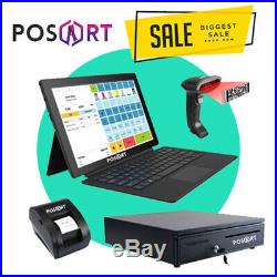 12 Touchscreen EPOS POS Cash Register Till System for Takeaway, Cafe, Retail