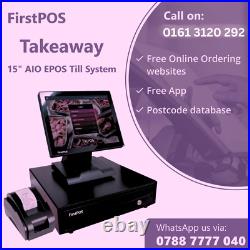 15 AIO EPOS Cash Register Till System with Printer and Scanner For Takeaways