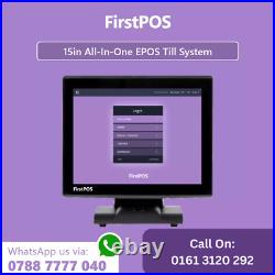 15 AIO EPOS Cash Register Till System with Printer and Scanner For Takeaways