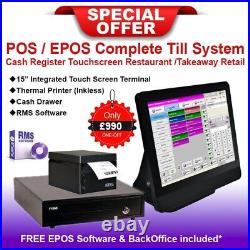15 POS EPOS Complete Till System Cash Register Touchscreen Restaurant /Takeaway