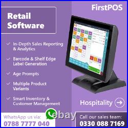 15 Touchscreen EPOS Cash Register Till system For Café Bar Pub Takeaway Hotels