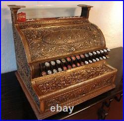 1901 Antique Brass National Cash Register / Renaissance Pattern / NCR / Till