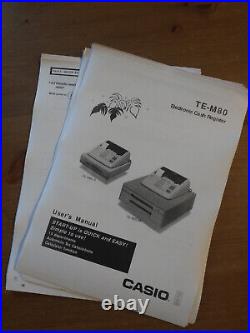 2 Cash Register Tills Casio TE-M80 With Keys & Instruction Manual