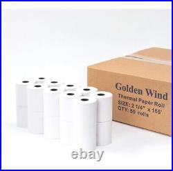 50 Rolls, GOLDEN WIND 2 1/4 x 165 ft Cash Register Till/POS Receipt (5764mm)