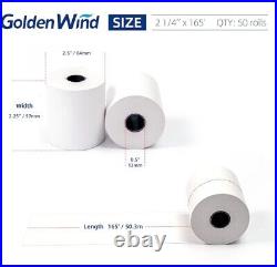 50 Rolls, GOLDEN WIND 2 1/4 x 165 ft Cash Register Till/POS Receipt (5764mm)