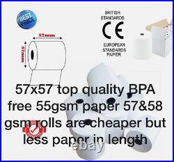 57mm x 57mm Thermal Paper Cash Register Till Printer Receipt 200 Rolls