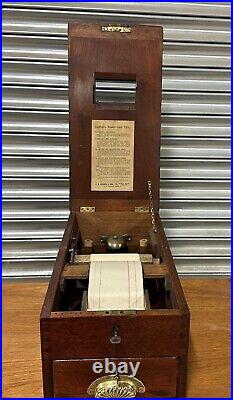 Antique English Gledhill's Patent Wooden Cash Till Register With Working Keys