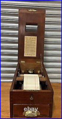 Antique English Gledhill's Patent Wooden Cash Till Register With Working Keys