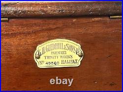 Antique English Gledhill's Patent Wooden Cash Till Register With Working Keys