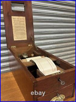 Antique English Gledhill's Patent Wooden Cash Till Register With Working Keys