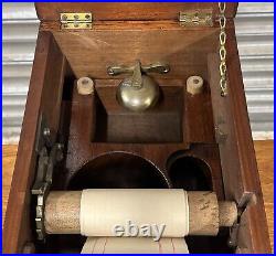 Antique English Gledhill's Patent Wooden Cash Till Register With Working Keys