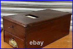 Antique English Gledhill's Patent Wooden Cash Till Register With Working Keys