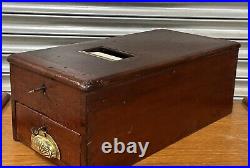 Antique English Gledhill's Patent Wooden Cash Till Register With Working Keys