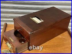 Antique English Gledhill's Patent Wooden Cash Till Register With Working Keys