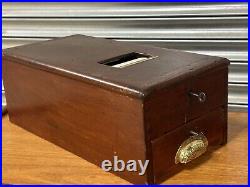 Antique English Gledhill's Patent Wooden Cash Till Register With Working Keys