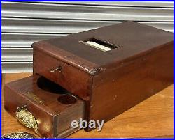 Antique English Gledhill's Patent Wooden Cash Till Register With Working Keys