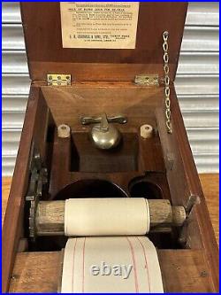 Antique English Gledhill's Patent Wooden Cash Till Register With Working Keys