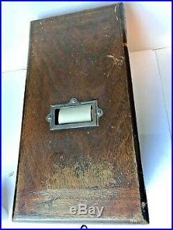Antique Wood Counter Till Box or Cash Register with Drawer & Slot for Record Roll