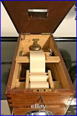 Antique Wood Counter Till Box or Cash Register with Drawer & Slot for Record Roll