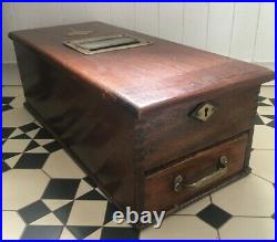 Antique Wooden Box & Drawer Cash Register Till Craft Jewelry Storage Display Z15