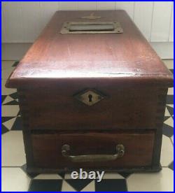 Antique Wooden Box & Drawer Cash Register Till Craft Jewelry Storage Display Z15