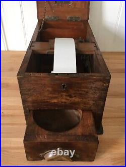 Antique Wooden British Cash Till Register w. Money Draw by J. L. Ward & Co