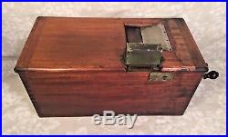Antique Wooden Cash Register or Till with Key Sliding Drawer with Bell Chime
