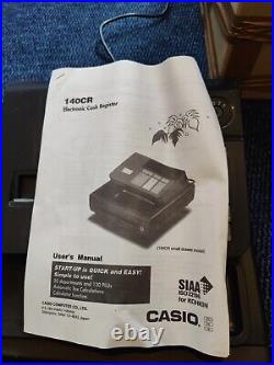 CASIO 140CR Electronic Cash Register + Instruction Manual + Key + 2 Till Rolls