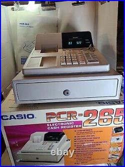 Casio PCR-265P Electronic Cash Register With Keys & Drawer/Till & Box TESTED