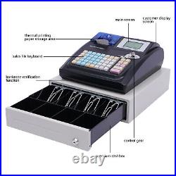 Electronic Cash Register Shop Till Thermal Printer POS System Cashier 48 Keys