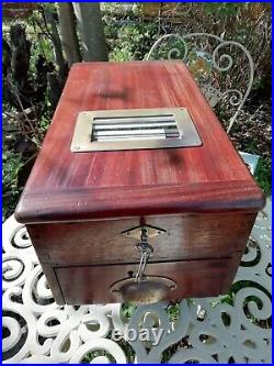 Large Antique Art Deco Cash Till Money Box Lockable With Key & Bell Circa 1920