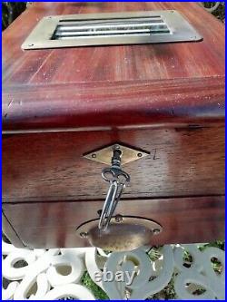 Large Antique Art Deco Cash Till Money Box Lockable With Key & Bell Circa 1920