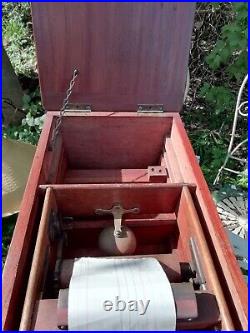 Large Antique Art Deco Cash Till Money Box Lockable With Key & Bell Circa 1920