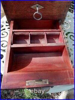 Large Antique Art Deco Cash Till Money Box Lockable With Key & Bell Circa 1920