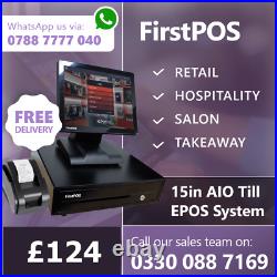 New All in One 15 Touchscreen Cash Register EPOS Till System Retail Gift Shop