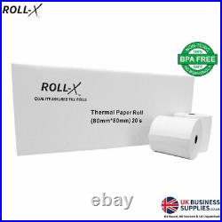 ROLL-X 80x80mm BPA FREE TILL CREDIT CARD PDQ THERMAL PAPER ROLLS CASH REGISTER