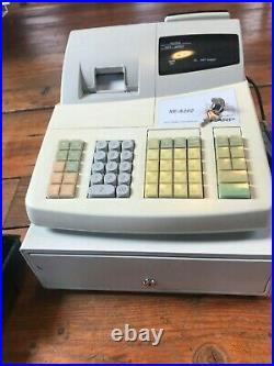 Sharp XE A202 cash register with spare cash tray 2 keys and box of 20 till rolls