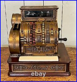 Superb Rare Antique Brass National Cash Register / Till 417X Dates to c1910