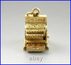 Vintage 14K Gold Mechanical Antique Cash Register Till Love 4 Sale Charm/Pendant