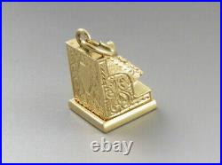 Vintage 14K Gold Mechanical Antique Cash Register Till Love 4 Sale Charm/Pendant