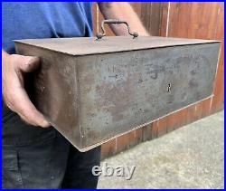 Vintage Antique LARGE Safe Cash Till Register Strongbox Industrial