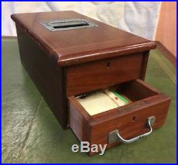 Vintage Antique Wooden Shop Cash Register Till, Working Bell With Keys. Mahogany