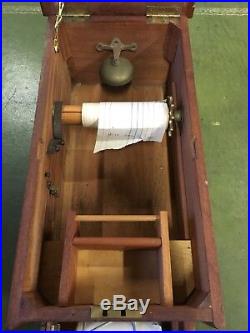 Vintage Antique Wooden Shop Cash Register Till, Working Bell With Keys. Mahogany