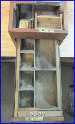 Vintage English Gledhill's Patent Cash Till Wood Cash Register Money Box