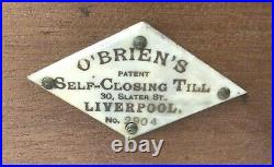 Vintage/antique Wooden Cash Till Drawer,'O'Brien's Self Closing Till', WORKING