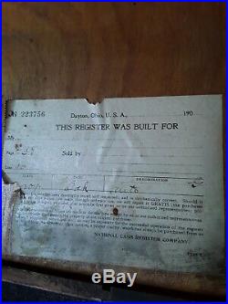 Vintage wooden Antique National Cash Register or Till circa 1914