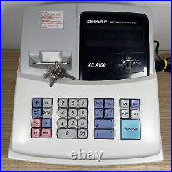 White Sharp XE-A102 LED Display Electronic Cash Register Includes Keys (3 x)